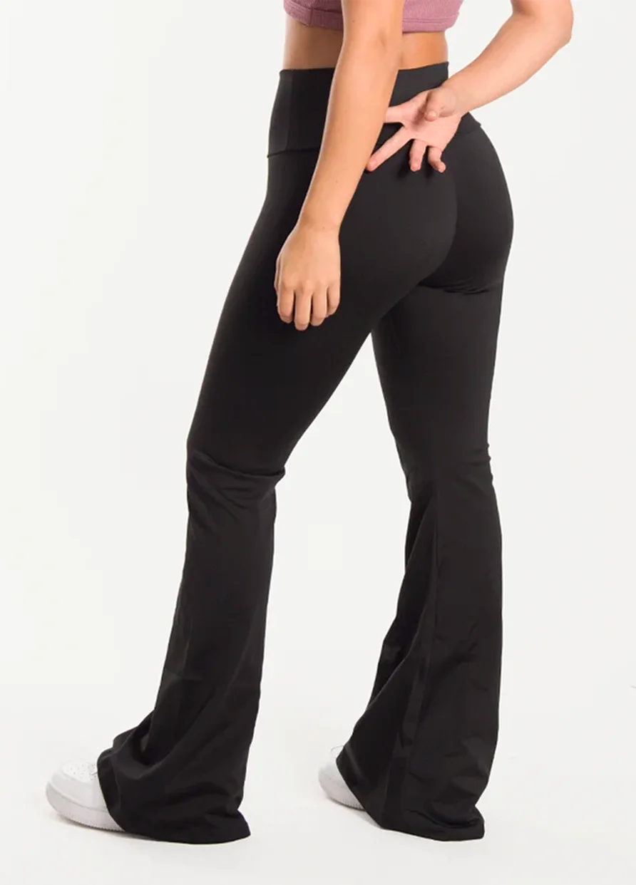 Leggings Negro Acampanado con Control de Abdomen - Talla Unica